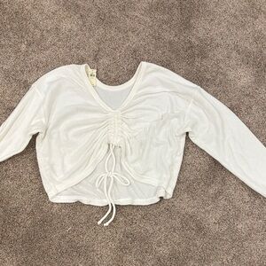 Aerie White Ruched Crop Top